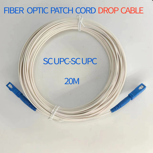 20M SC/UPC-SC/UPC SX FTTH Fiber Optic Drop Cable Patch Cord SM 2.0mm LSZH Fiber Optic Patch Cord Optical Patch Cable